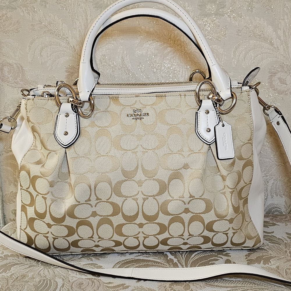 Coach Mainline Khaki & Chalk Colette Carryall Fall Collection 2014 NWT